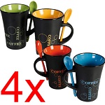 Add a review for: 4 X Coffee Mug With Spoon Tea Set Drink Latte Cups Ceramic Kitchen Espresso Cafe