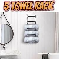 5 Tier Wall Mounted Towel Holder Storage Rail Rack Bathroom Bath Exercise Towel