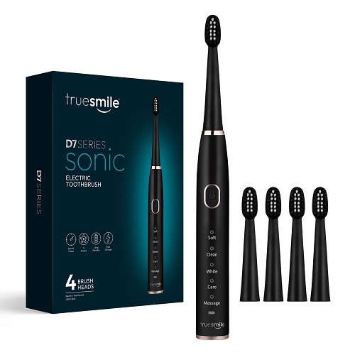 TS0101 BLACK BRUSH WITH 4 HEADS -Sonic Electric Toothbrush USB Rechargeable