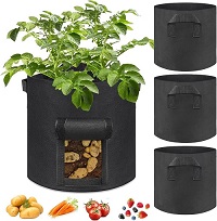4 Pack of 10 Gallons Plant Potato Grow Bags Nonwoven Fabric Pots with Handles