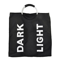 Dark / White Black Folding Laundry Washing Clothes Bin Basket Sorter Bag Handles 