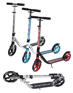 Ultimate iScoot Air Black / Red Light Weight Adult City Push Kick Scooter with Large 200MM Wheels, City Comfort Suspension, Kick Stand, Mud / Rain Guards and Folding Frame with Carry Stray - Easy to Carry Light Weight Aluminium Kickboard 