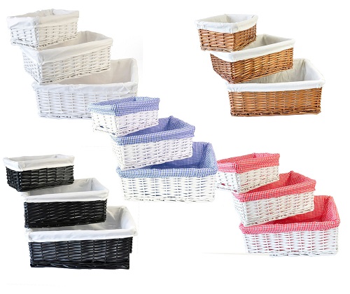 Wicker Storage Basket/Hamper With Lining In Small/Medium/Large Perfect Gift NEW 