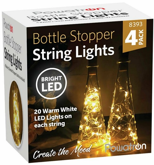 4 Pack Bottle Stopper String Lights with 80 LEDs - Christmas Table Decoration 