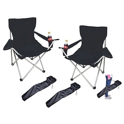 Add a review for: 2x Folding Outdoor Black Camping Chair Fishing Foldable Beach Garden Furniture