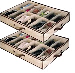 Add a review for: 2 x 12 PAIR Underbed Under Bed Shoes Storage Space Saving Shoe Organizer Bag Box 