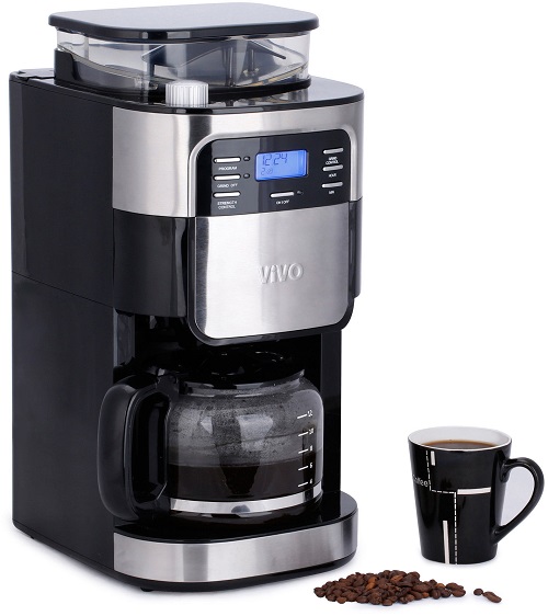 ViVo 1.5L Bean to Cup Digital Filter Coffee Maker Machine Integrated Grinder
