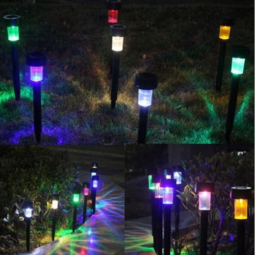 10 x Solar Powered Plastic LED Lawn Light Waterproof Outdoor Garden Landscape Yard Path Lamp - Colorful