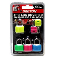 Add a review for: Dekton 4pc 20mm Solid Brass Padlock Assorted Colours