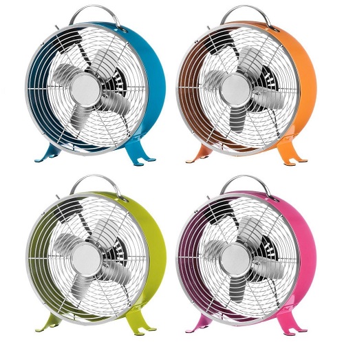 Retro Metal Desk Fan with 2 Speed Settings in Different Colors for Home & Office