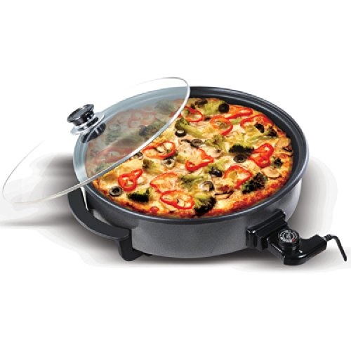 Large 40cm Round Multi Cooker with Glass Lid 1500W Non Stick Surface with Cool Touch Handles 