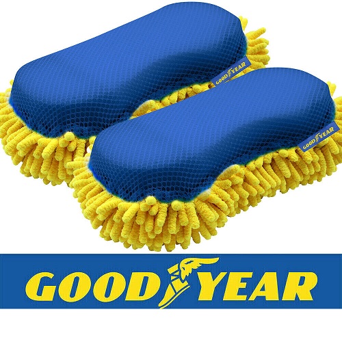 2Pcs Goodyear 2 in 1 Microfibre Noodle Sponge Valet Car Wash Cleaning Mesh Pad
