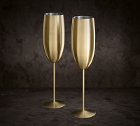 2 X Gold Champagne Flutes