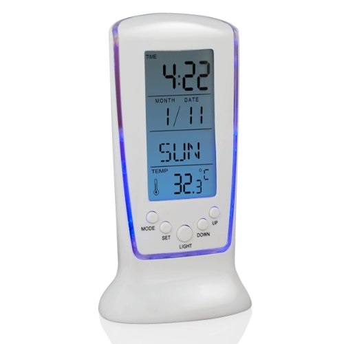 LCD Digital Alarm clock calendar Thermometer LED Backlight 