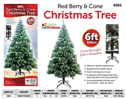Add a review for: 6 Foot Christmas Tree with Red Berries and Cones