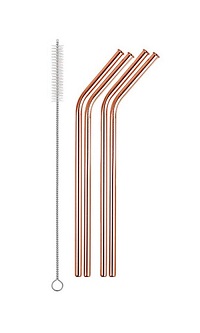 Add a review for: EFG1283 Pack of 4 Rose Gold Stainless Steel Drinking Straw With Cleaning Brush Reusable
