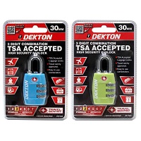 Add a review for: Dekton 30mm TSA Approved Combination Lock Security Padlock Blue/Green Travel