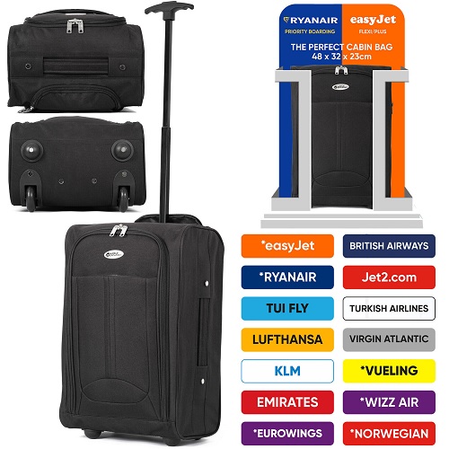 Lightweight Cabin Bag Roller Wheel Trolley Hand Luggage Suitcase Ryanair Easyjet