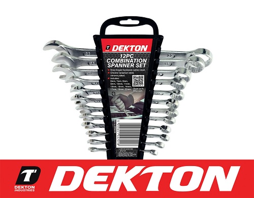 Dekton 12pc Combination & Stubby Spanner Set Vanadium Steel Chrome Plated