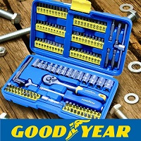 Add a review for: Goodyear 130pc Socket Set + Screwdriver Bits Including 72-teeth Ratchet Handle