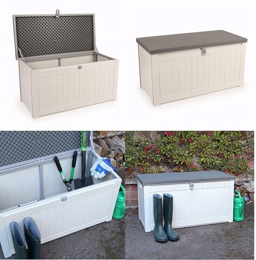 150L Outdoor Garden Storage Box Chest Cushion Equipment Lid Shed polypropylene OSPROMO