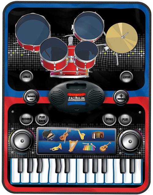 2 in 1 Piano and Drums Music Jam Playmat Learn Keyboard Drum Kit Electronic Fun