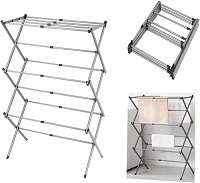 Vivo Technologies 3 Tier Extendable Compact Clothes Airer, Clothes Laundry Drying Rack with 7.5M Washing Line Drying Space Indoor Outdoor Towel Rack