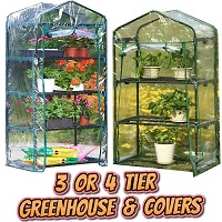 Garden Greenhouse 3 or 4 Tier | Complete Kits | Replacement Green House Covers 