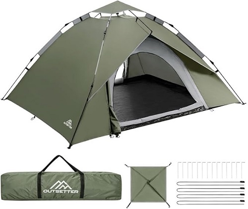 3 Person - Camping Tent, Instant Pop Up Tent,Waterproof Dome Large Lightweight 4 Seasons Tent,with Removable Outer Tarpaulin & Carry Bag,Easy Set-Up