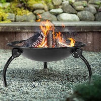 Garden Round Fire Pit Bowl with Mesh Safety Grill Portable Patio Heating Picnic
