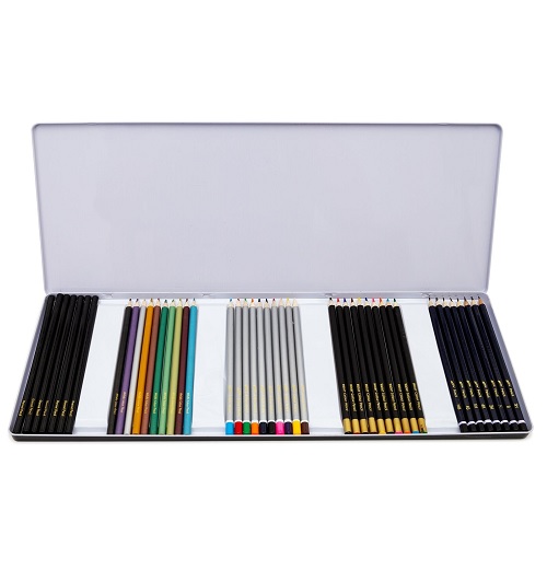 Artist's Coloured Pencils Pack of 45 With Presentation Metal Tin