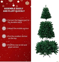 Add a review for: 5ft Premium Christmas Tree 580 Branch Tips Green Xmas Trees Bushy Artificial Christmas Tree Pine Tree with Metal Stand Easy to Assemble