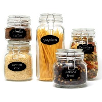 Add a review for: Set of 5 Clip Top Glass Storage Jars Airtight Vintage Kitchen