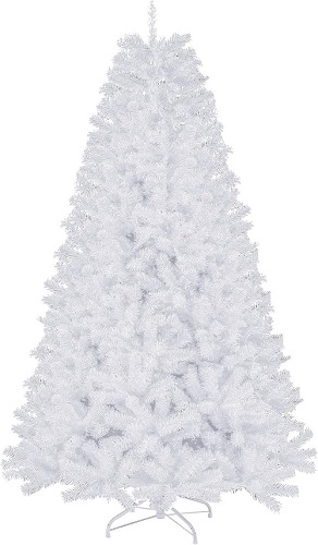 5ft Premium White Christmas Tree 580 Branch Tips White Xmas Trees Bushy Artificial Silver Christmas Tree Fake Pine Tree with Metal Stand Easy to Assemble 5 Foot Artificial Tree for Christmas White