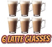 6 X Latte Coffee Glasses Cappuccino Lattes Tea Glass Cups Hot Drink Mugs
