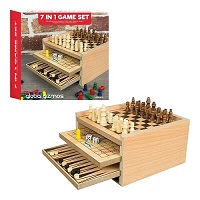 Add a review for: 7-In-1 Wooden Game Set Kids Chess Draughts Backgammon Ludo Snakes and Ladders