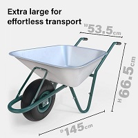Add a review for: 85L Wheelbarrow Heavy Duty Galvanised Home Garden Metal Cart Pneumatic Tyre