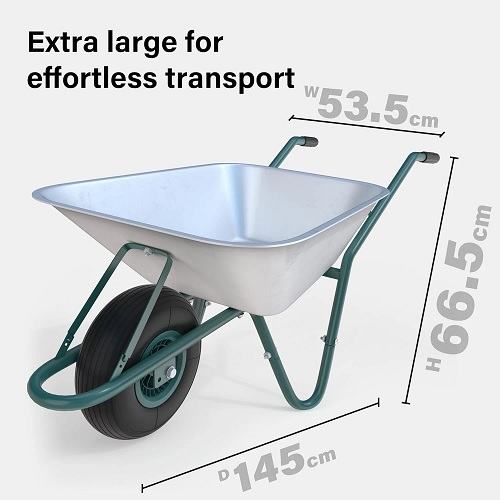 85L Wheelbarrow Heavy Duty Galvanised Home Garden Metal Cart Pneumatic Tyre
