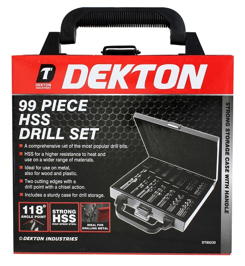 Dekton 99pc Hss Drill Set Hss Drill Bits Set Titanium Universal Carry Case DIY