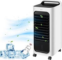 Add a review for: Evaporative Air Cooler, 3 in 1 Mobile Air Conditioner with Digital Display, Humidifier, Portable Cooler Fan with 2 Ice Boxes, 5L Water Tank, 80W, 3 Speeds, Remote Control, 7H Timer,for Home Office