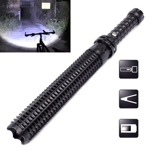 Black Baseball Bat LED Flashlight Q5 Cree Waterproof Security Super Bright Torch