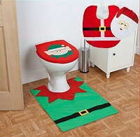 Add a review for: Santa Clause / Elf Toilet Seat Cover & Floor Mat Bathroom Father Christmas Xmas