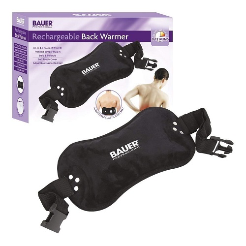 Bauer Rechargeable Electric Hot Water Bottle Back Massaging Pad Soft Touch Cover