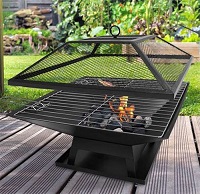 Add a review for: Square Fire Pit BBQ Grill Outdoor Garden Firepit Brazier Stove Patio Heater