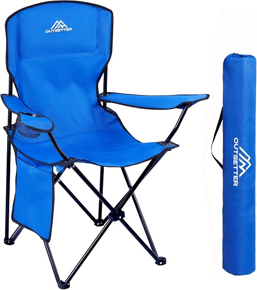 Vivo Technologies Camping Chair Lightweight Folding Portable Camping Chair with Cup Holder and Side Pocket 120kg Capacity for Outdoor, Fishing, Picnics, Travel Blue