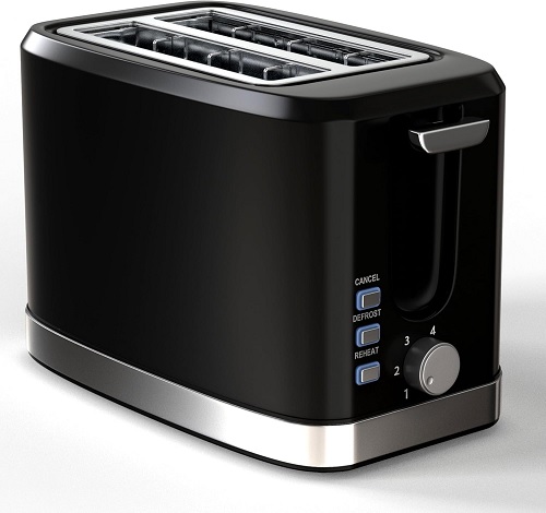 2 Slice Toaster | 2 Slot Toaster | Extra Wide Slots for Thick Bread Slices English Muffins Waffles | Defrost Cancel Reheat Functions | High-Lift Easy Removal | Removable Crumb Tray | Black Silver [Energy Class A+++]