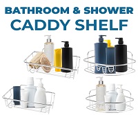  2x Shower Caddy Bathroom Suction Shelf Storage Shampoo Soap Holder No Drill