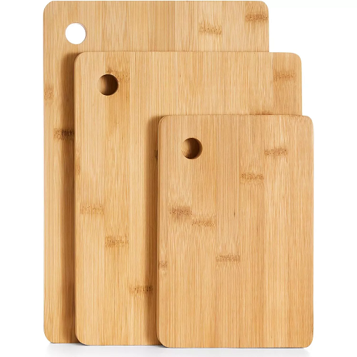 Chopping Board Set of 3 Cutting Block Bamboo Wooden Food Large Boards Kitchen