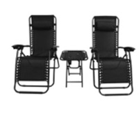 Add a review for: Black zero gravity reclining chairs and table