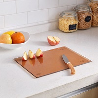 GCB01 Glass Worktop Saver Kitchen Chopping Cutting Utensil Board Black Copper Slate